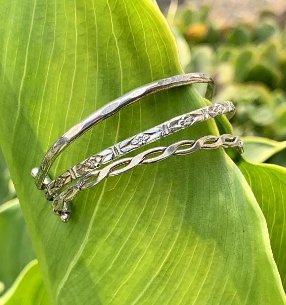 3 design wire bracelet  sterling silver picture