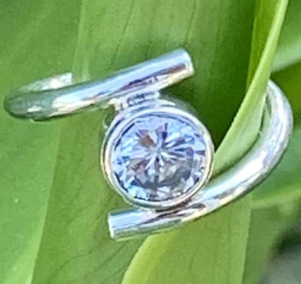 Bypass ring sterling silver 3/4ct cubic zirconia picture
