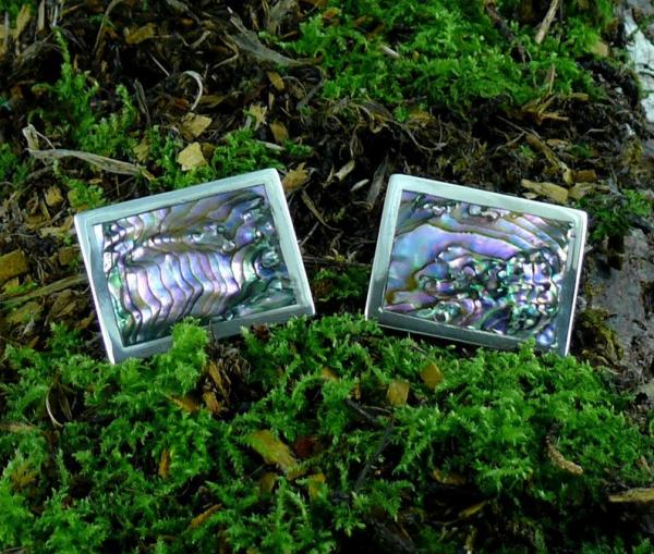 Cufflink Sterling silver with abalone inlay
