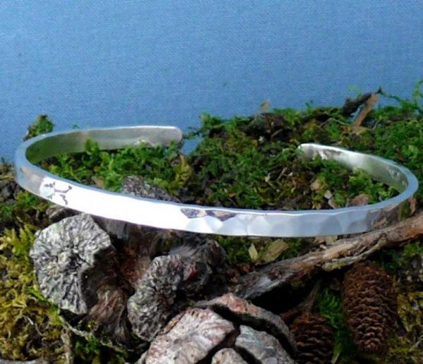 Narrow Hammered Sterling Silver Cuff Bracelet picture