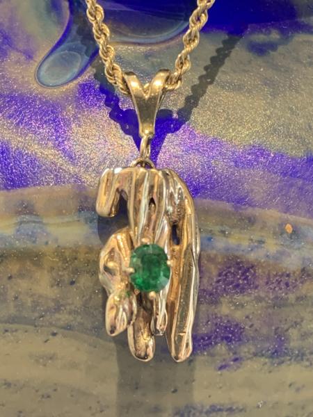 Straw Cast One of a Kind Tsavorite Garnet 14kt pendant picture