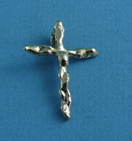 Water Cast Abstract Cross Pendant 14kt Gold picture