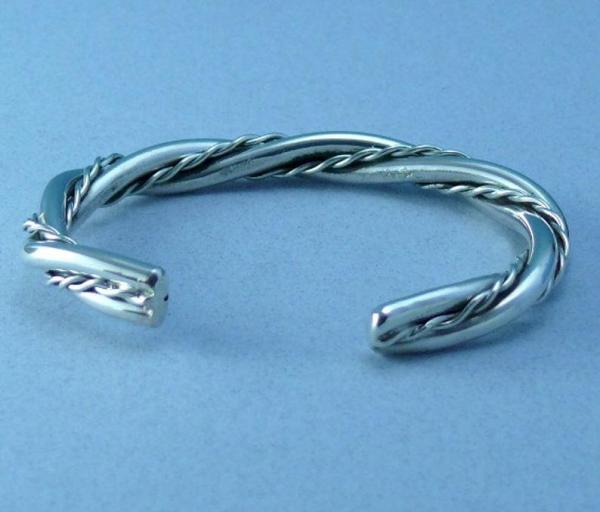 Cuff Bracelet Hand Forged Twisted Sterling Silver picture