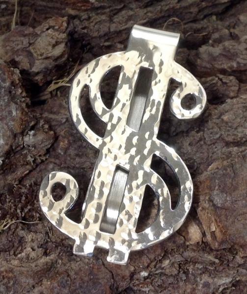 Dollar sign moneyclip hammered sterling Engraveable Best Mans Gift, Groomsmen Gift, Wedding Gift , picture