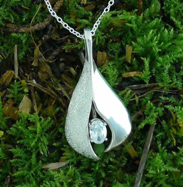 Wishbone Sterling Silver Pendant with Cubic Zircon picture