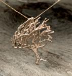 Tree Wind Blown Coastal Cypress Tree of Life 14kt yellow gold Pendant