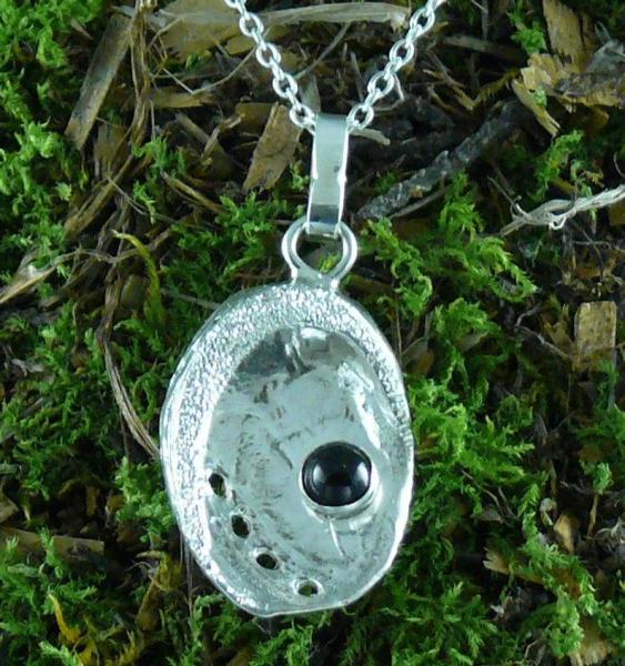 Abalone Shell Pendant Sterling Silver and Onyx picture