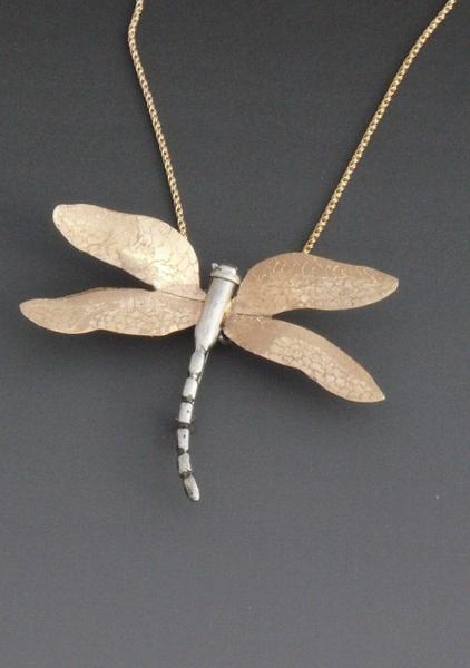 Dragonfly Pin Pendant 14kt Gold Filled & Sterling Silver picture