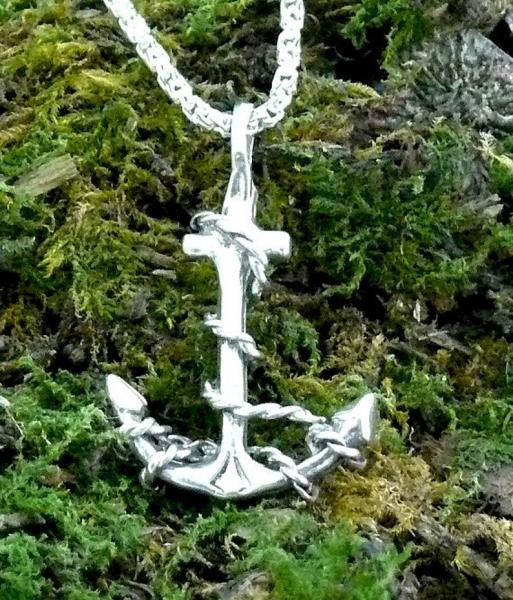 Anchor Pendant Sterling Silver with Rope