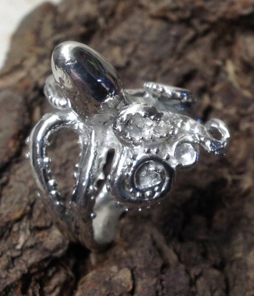 Octopus Ring Sterling Silver 3-D life like, Kraken, Squid