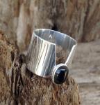V ring with textured tooling Sterling silver assorted 9X7mm stones