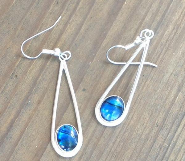 Tear Drop Paua Shell Earrings Sterling Silver assorted stones available picture