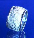 Sterling Silver Diamond Pave' Tooled Camille Wide Band Ring