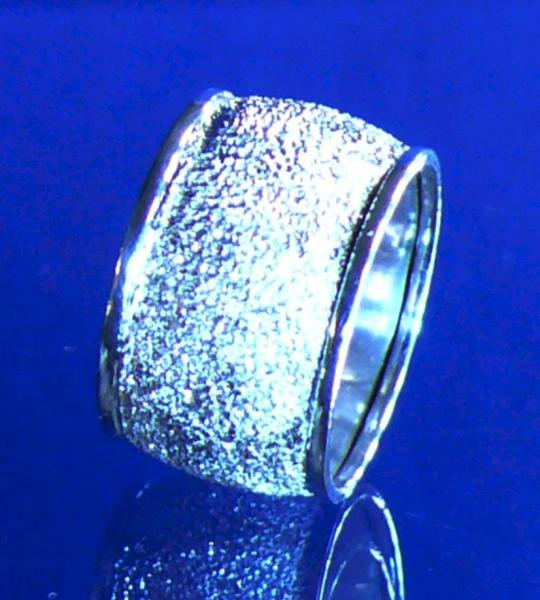 Sterling Silver Diamond Pave' Tooled Camille Wide Band Ring picture