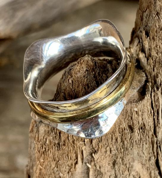 Spinner ring Worry Ring Sterling Silver and Gold Filled picture