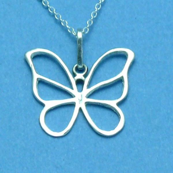 Butterfly Sterling Silver Pendant with Diamond Pave' Tooling picture