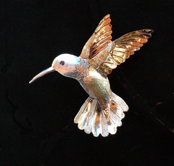 Hummingbird Pin / Pendant Sterling Silver & 14kt Gold Filled picture