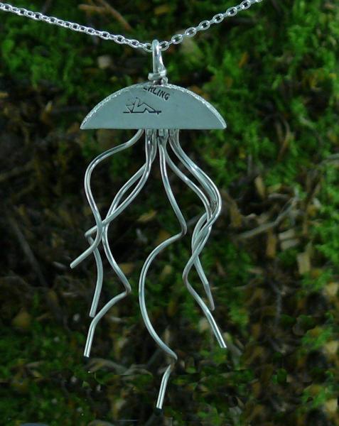 Jellyfish Pendant Sterling Silver Diamond pave' tooled picture