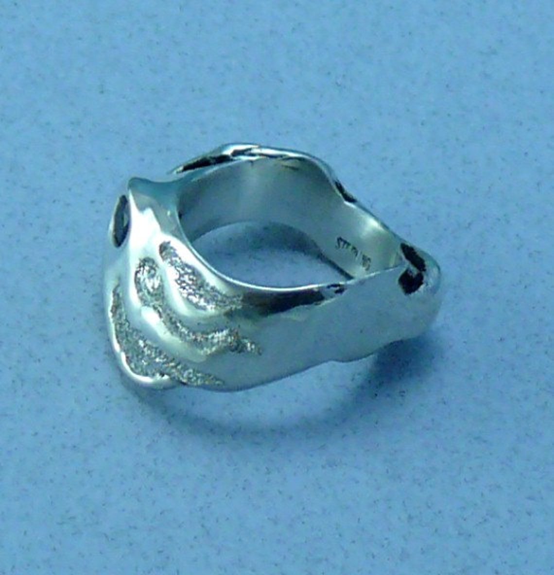 London Blue Topaz Sterling Silver Abstract Ring picture