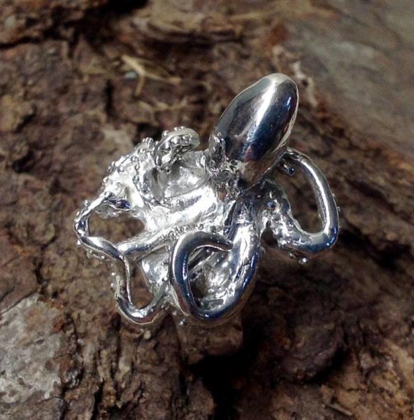 Octopus Ring Sterling Silver 3-D life like, Kraken, Squid picture