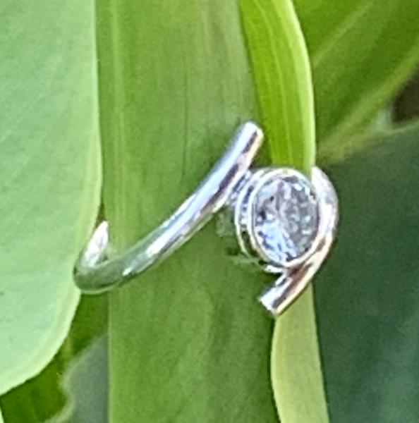 Bypass ring sterling silver 3/4ct cubic zirconia picture