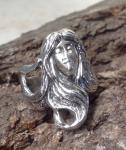 Mermaids Face Ring Antique look Sterling Silver Art Nouveau