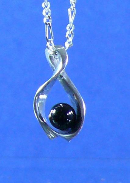 Onyx Floating Ball Sterling Silver Pendant