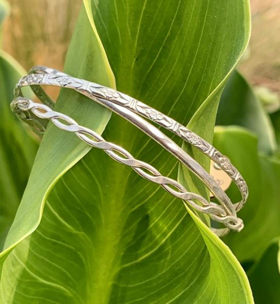 3 design wire bracelet  sterling silver