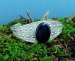 Sea Urchin Section Onyx Cuff Bracelet Sterling Silver