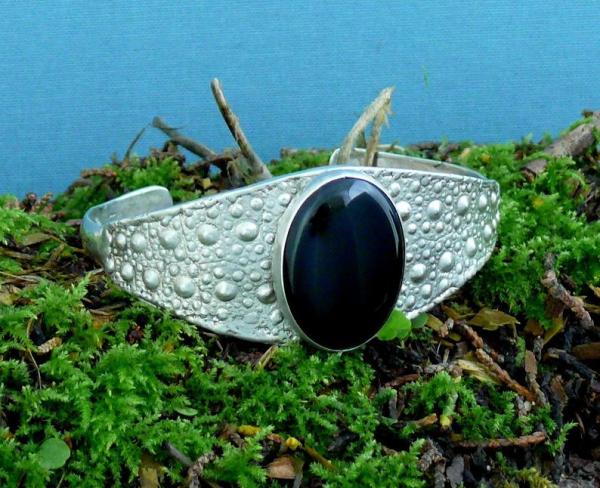 Sea Urchin Section Onyx Cuff Bracelet Sterling Silver picture