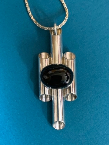 Tubes Pendant Sterling Silver and Onyx