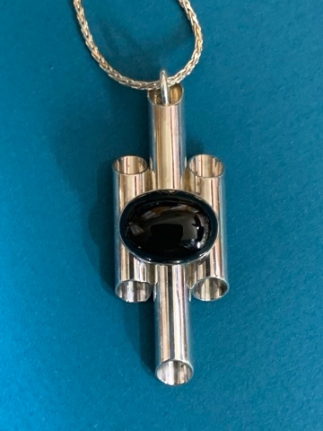 Tubes Pendant Sterling Silver and Onyx picture