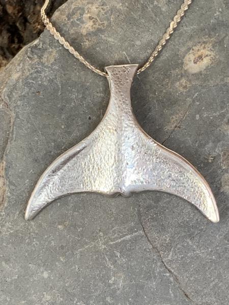 whale tail pendant 1 1/4" sterling silver picture