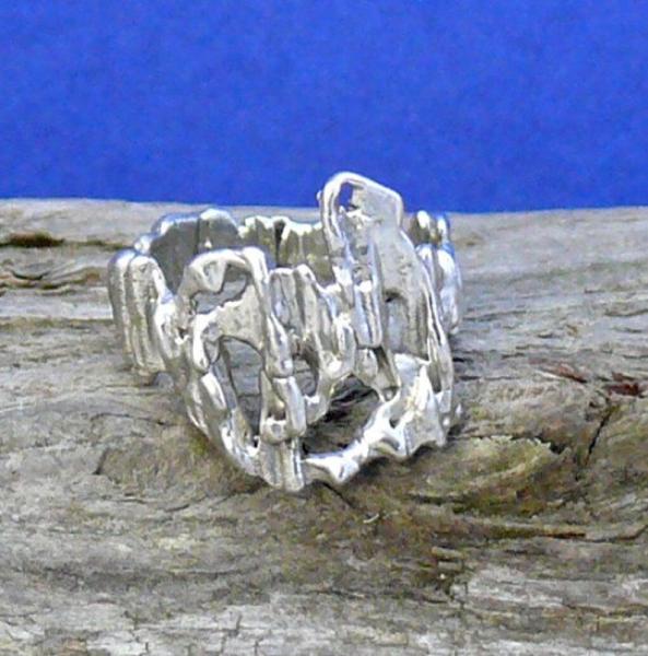 Straw Cast Sterling Silver Driftwood Ring picture