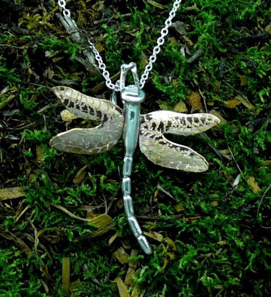 Dragonfly Pendant 14kt Gold Filled & Sterling Silver picture