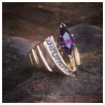 Amethyst AA grade ring 14kt & 7 diamonds