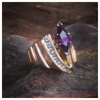 Amethyst AA grade ring 14kt & 7 diamonds picture