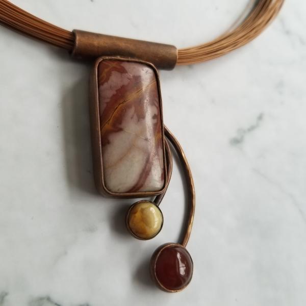 "The Burst" Noreen Jasper Cabochon Copper Patina Pendant picture