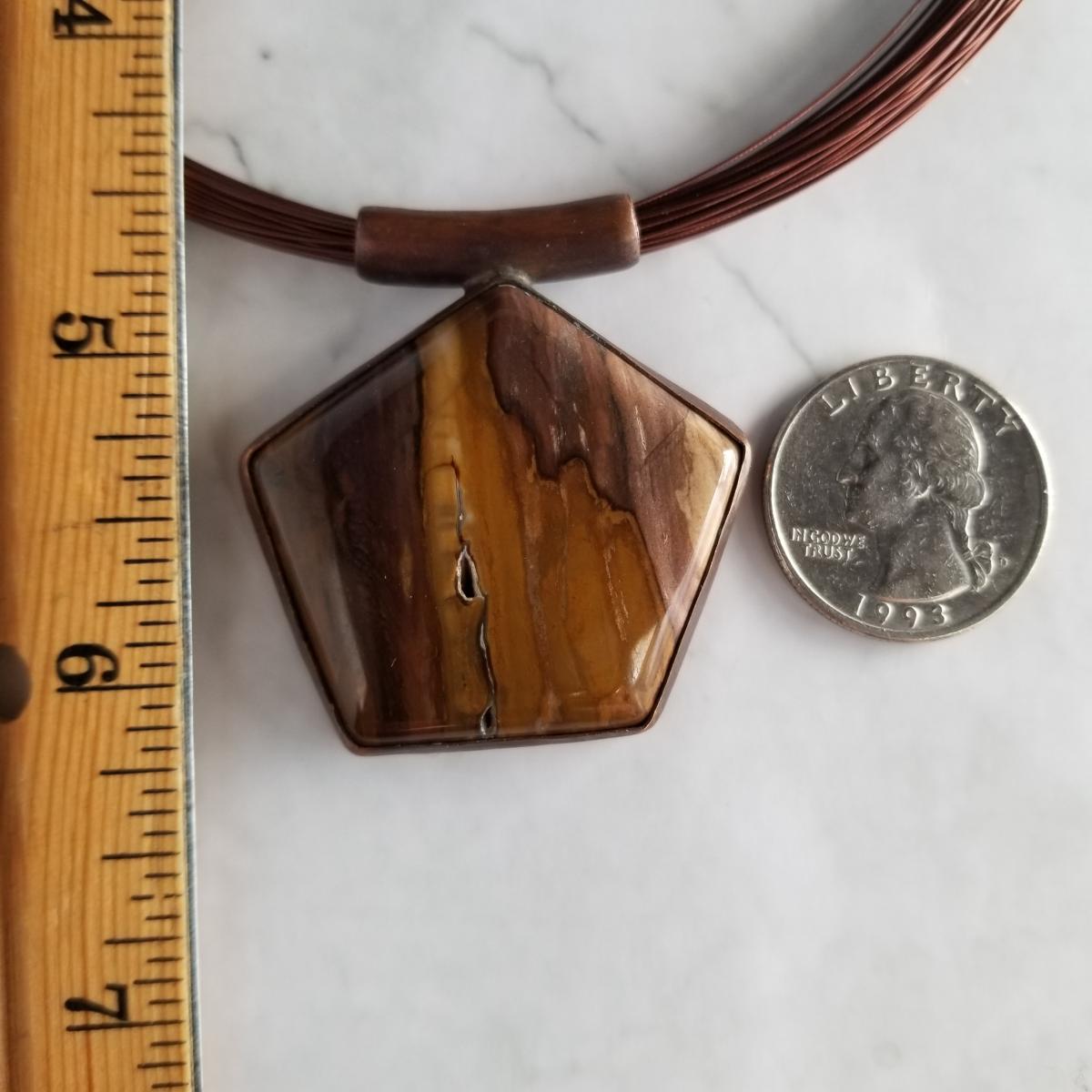 "The Zebra" Hickoryite Cabochon Copper Patina Pendant picture