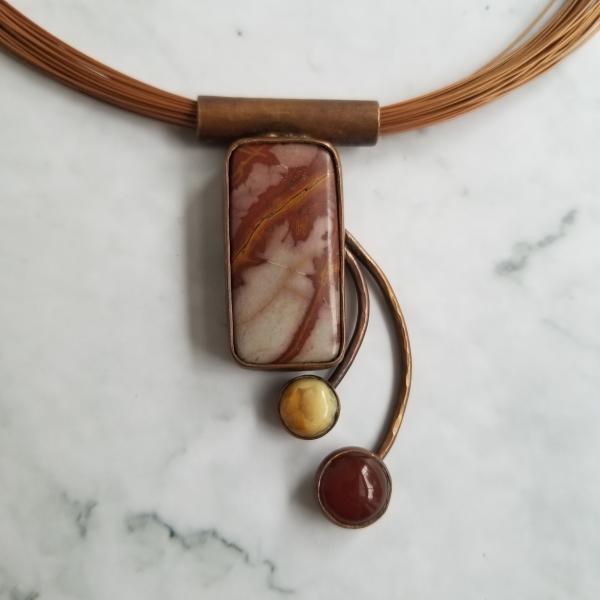 "The Burst" Noreen Jasper Cabochon Copper Patina Pendant picture