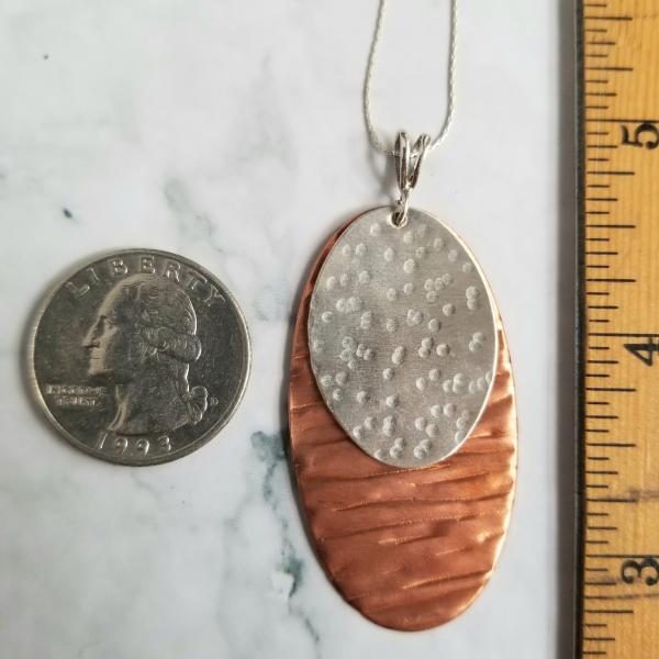 Bimetal Oval Copper/Sterling Silver Pendant picture