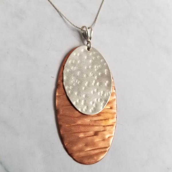 Bimetal Oval Copper/Sterling Silver Pendant picture