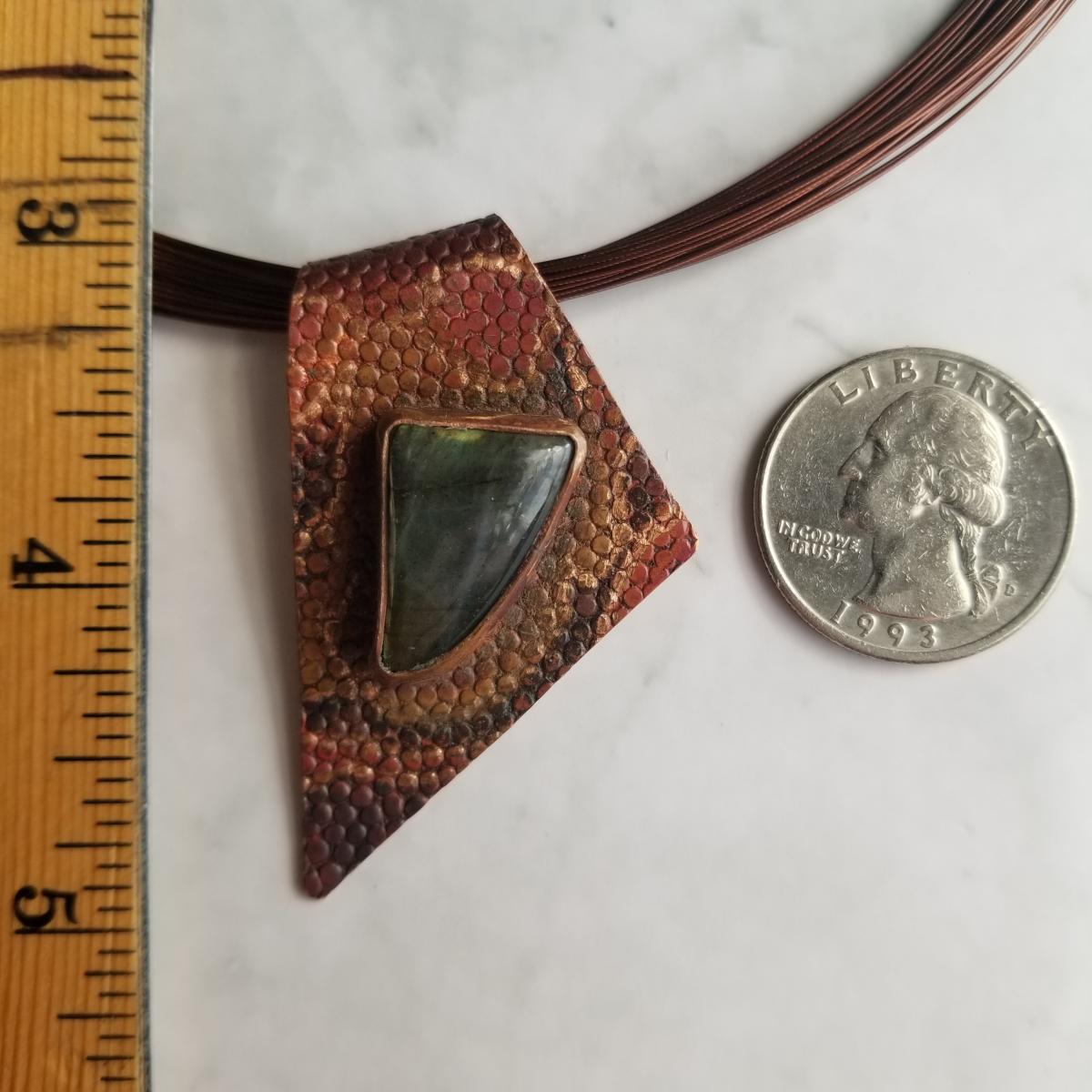 "The Snake" Labradorite Cabochon Copper Patina Pendant picture