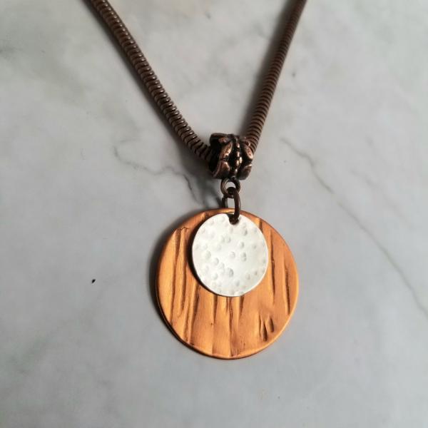 Bimetal Round Copper/Sterling Silver Pendant picture