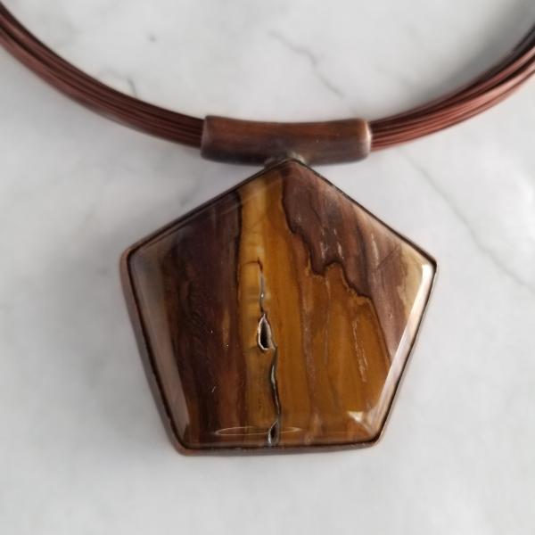 "The Zebra" Hickoryite Cabochon Copper Patina Pendant picture