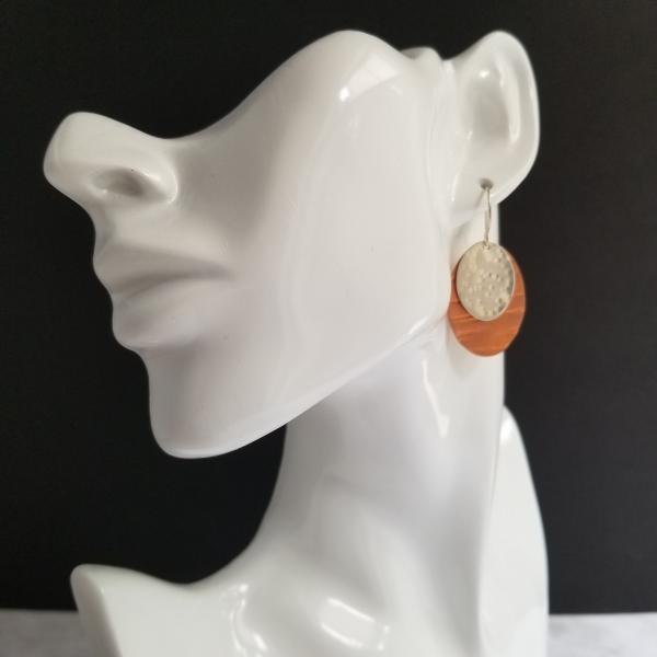 Bimetal Oval Copper/Sterling Silver Earrings picture