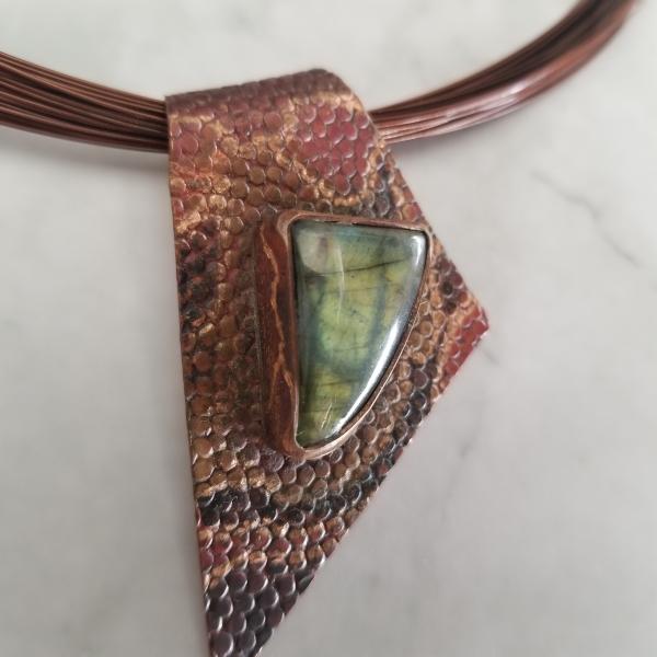 "The Snake" Labradorite Cabochon Copper Patina Pendant picture