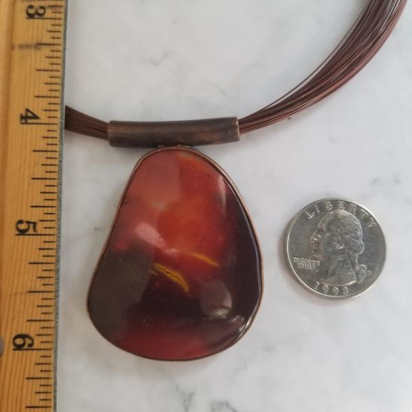 "Birds in Flight" Agate Cabochon Copper Patina Pendant picture