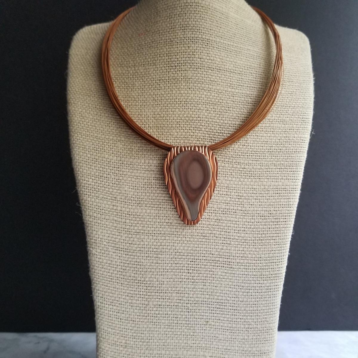 "The Tree Rings" Jasper Cabochon Copper Pendant picture