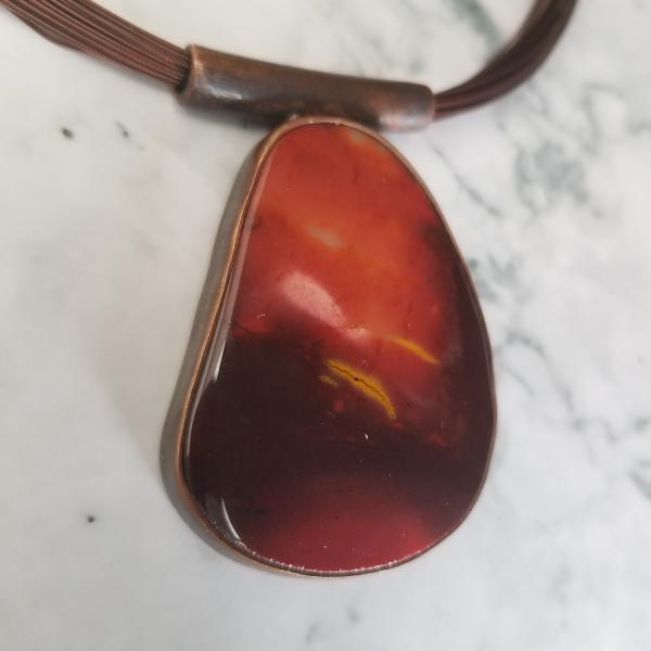 "Birds in Flight" Agate Cabochon Copper Patina Pendant picture